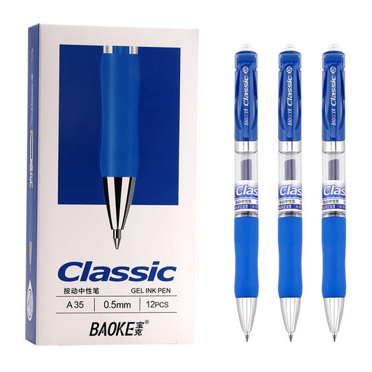 Baoke Classic Gel Ink Pens A35 0.5mm (Pack of 12) 0.5mm Blue