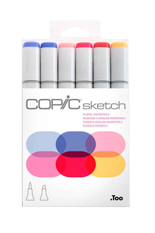 COPIC Sketch Brush Marker Pens 6 Color Floral Favorites Two