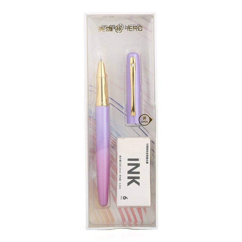 Hero 6179A Fountain Pen and Ink Gift Set Purple