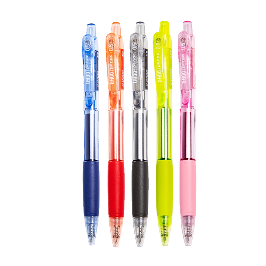 Penac UHOO Retractable Gel Pens, 0.5mm RRG Ink, 5-Colour Set 5 Mixed Color
