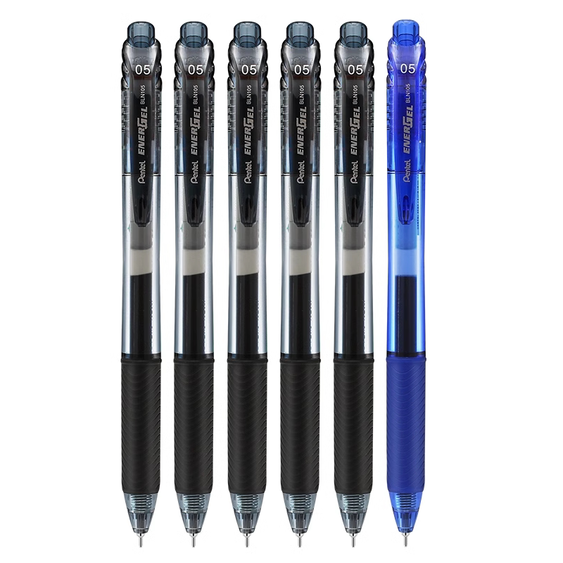 Pentel EnerGel-X BLN-105 Retractable Gel Pen 0.5mm – 6 Pack 5 Black 1 Blue