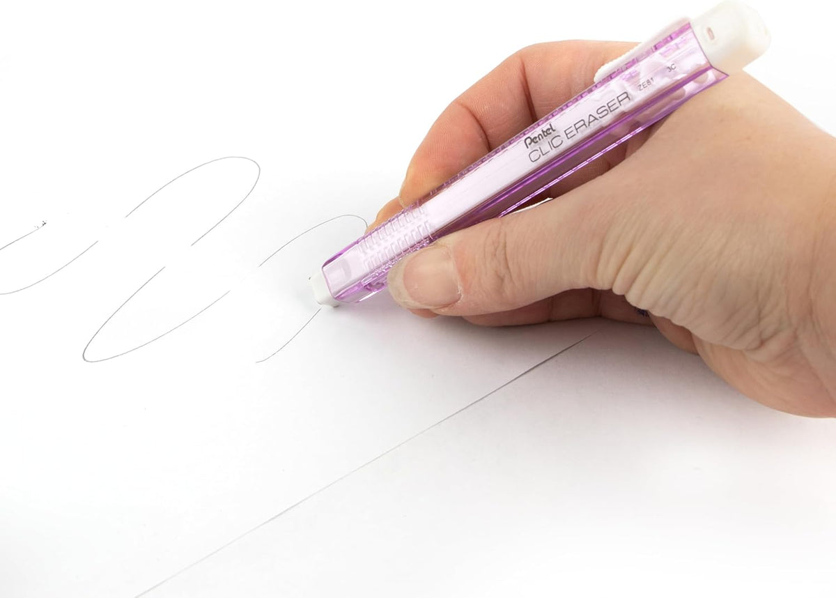 Pentel Clic Eraser ZE81-Transparent Barrel (NON PVC) - 4 Pack