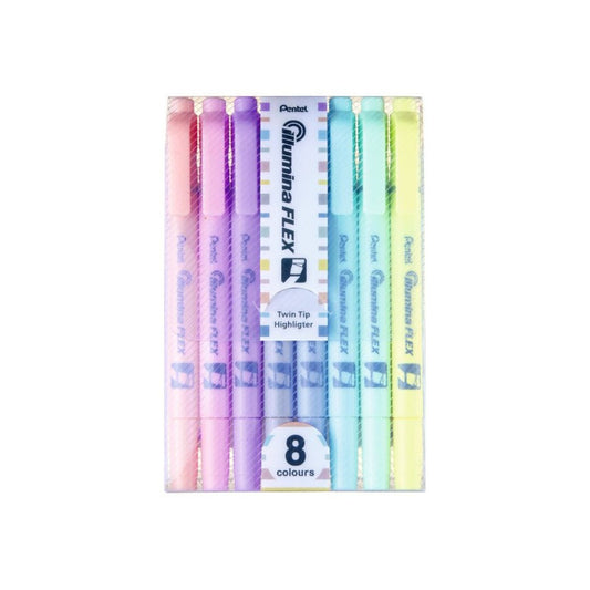 Pentel Double surligneur Pastel Illumina Flex Twin Tip 8 couleurs