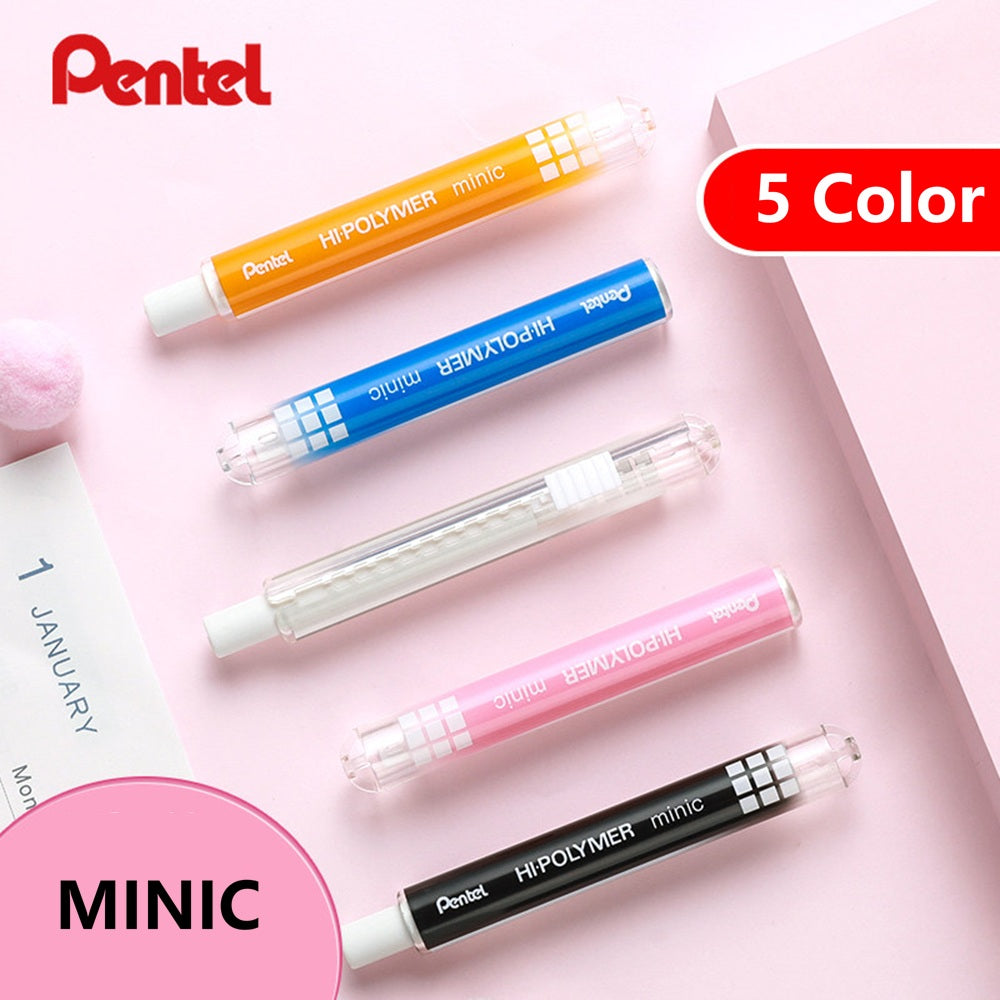 Pentel ZE82 Hi-POLYMER Minic Retractable Eraser with 9 Refills