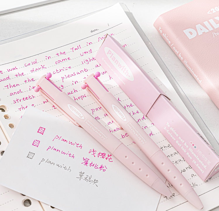Planwith Triple-Color Gel Ink Clicker Pen 0.5MM