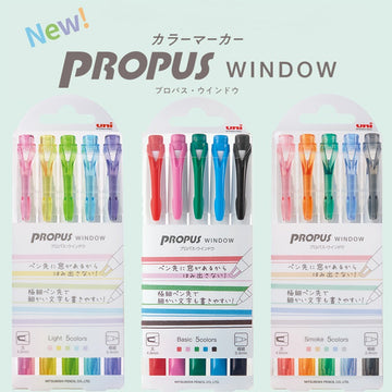 Uni Propus Window - Rotulador resaltador de doble cara, juego de 5 colores