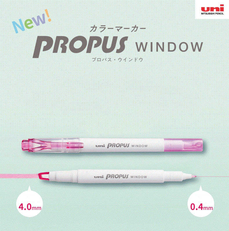 Uni Propus Window - Rotulador resaltador de doble cara, juego de 5 colores