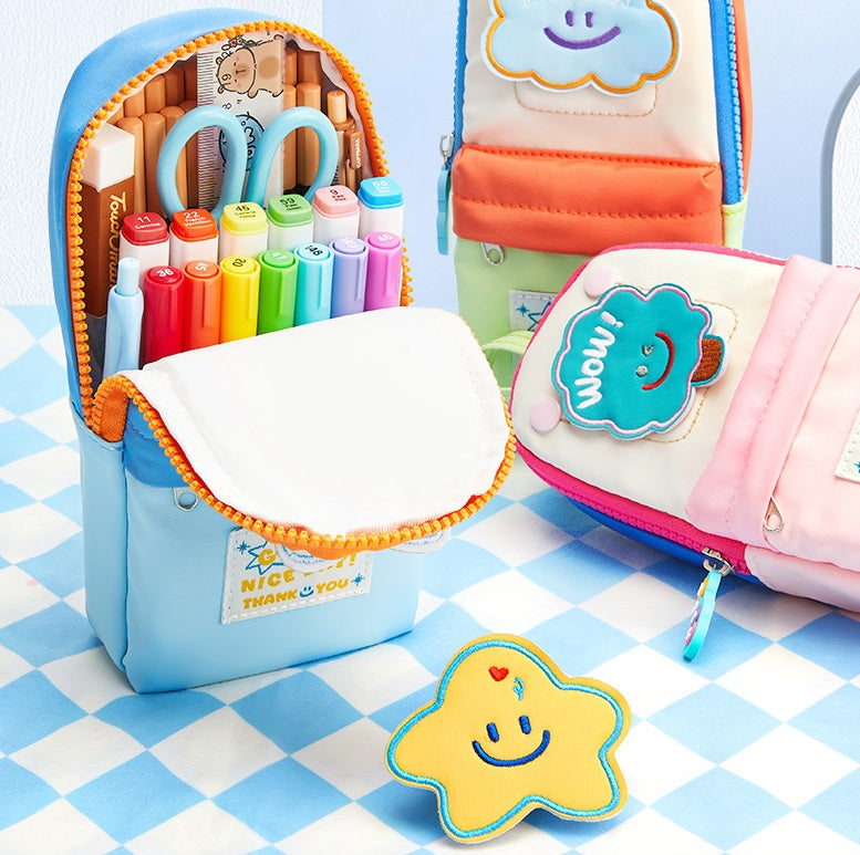 Macaron Color Vertical Pen Pouch - Large Capacity Stationery Bag
