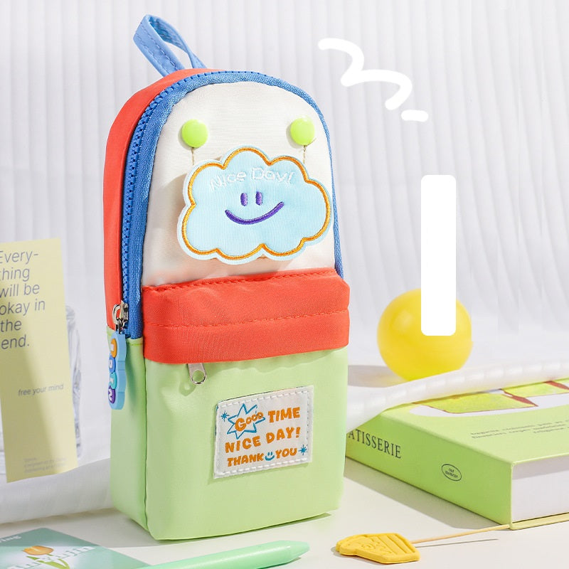 Macaron Color Vertical Pen Pouch - Large Capacity Stationery Bag