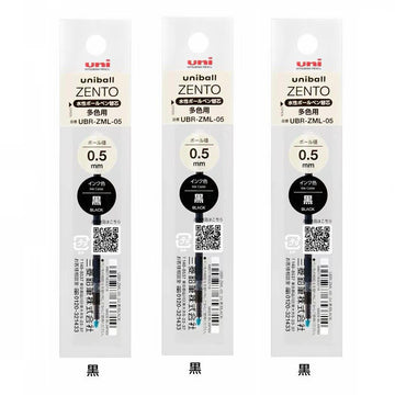 uni-ball Zento 3 Gel-Tintenminen UBR-ZML-05, 0,5 mm, Schwarz / Blau / Rot, 3er-Pack