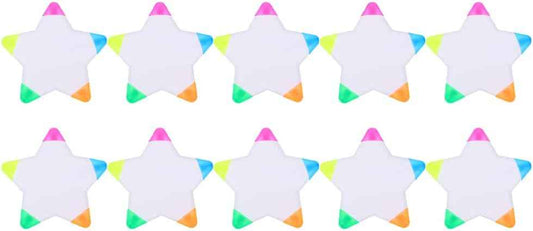 10Pcs Star Shape Watercolor Highlighter 5 In 1 Color Fluorescent Pens
