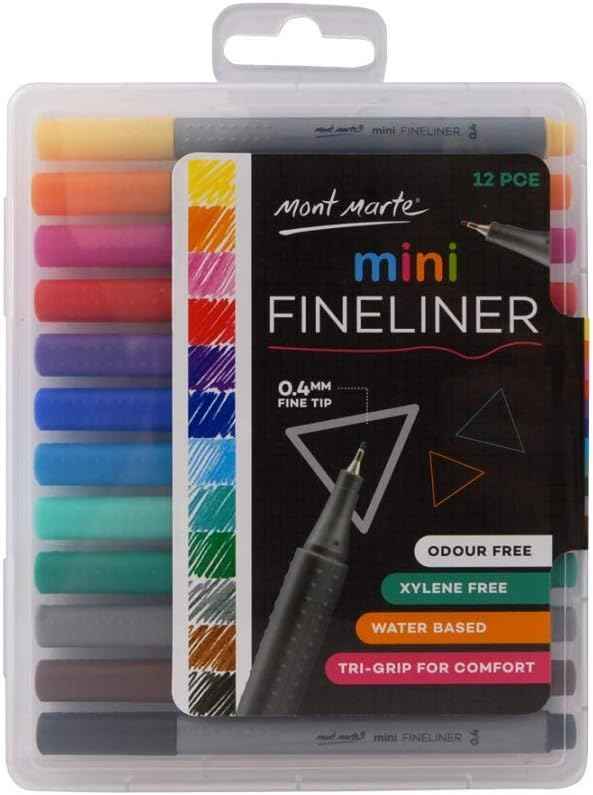 Zestaw 12 sztuk cienkopisu Mont Marte Mini, Tri Grip, bezzapachowy