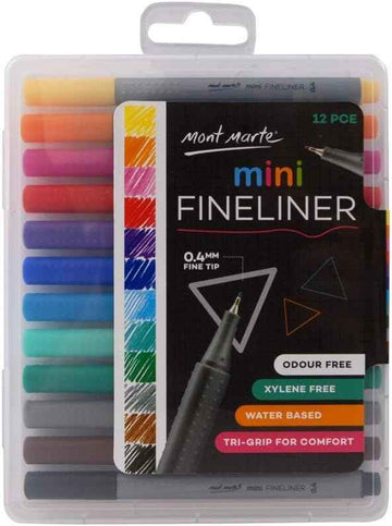 Zestaw 12 sztuk cienkopisu Mont Marte Mini, Tri Grip, bezzapachowy