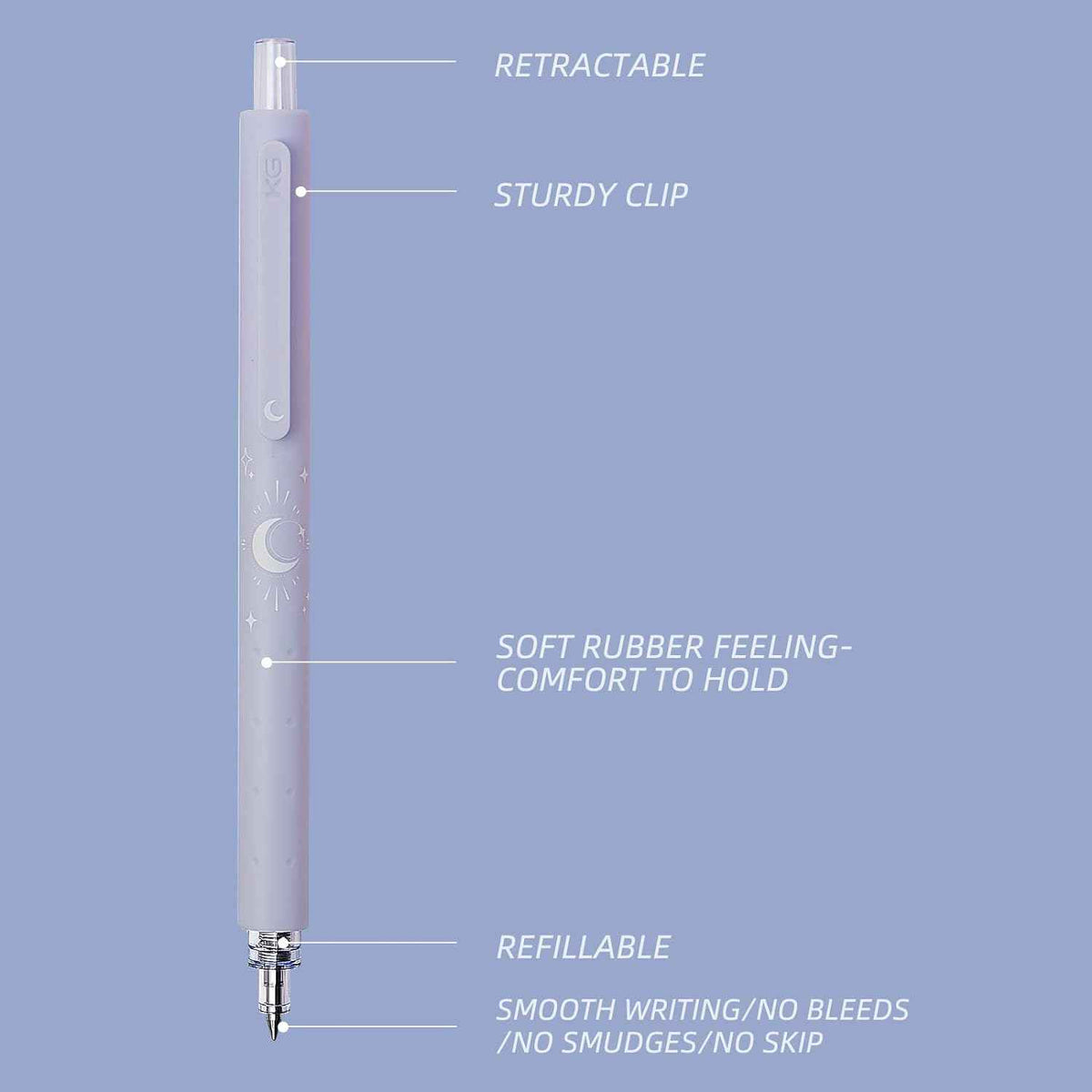 Kaco Rocket Retractable Gel Pens 0,5 mm Fine Point 3 Pack
