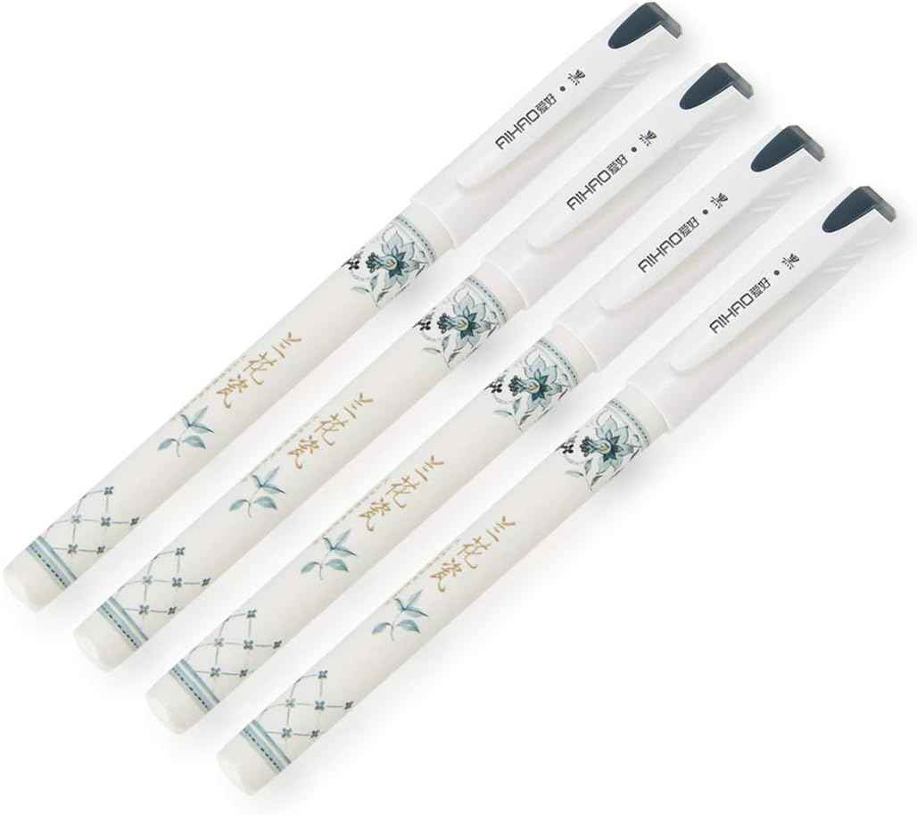 Bolígrafos de tinta de gel con diseño de porcelana de orquídea AIHAO, punta fina de 0,5 mm, paquete de 12