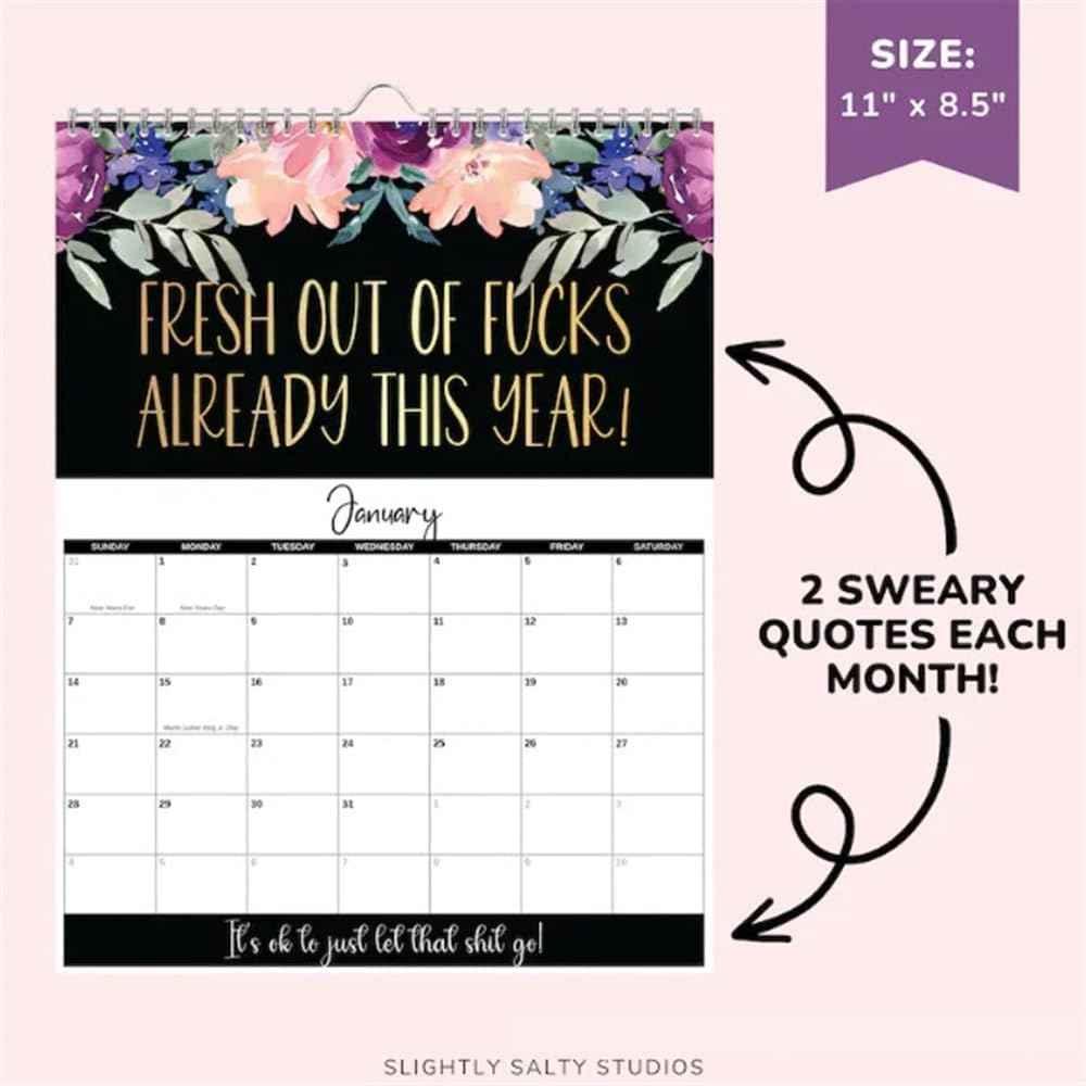 Fuck it Blumenkalender Memo, Wandkalender 2024 für müde Frauen