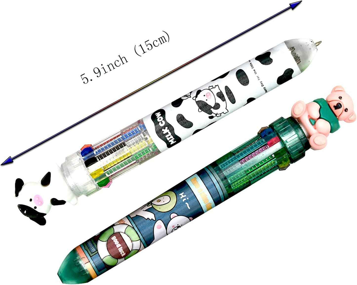 8PCS Multicolor Ballpoint Pen 10-in-1 Animal Retractable Pens