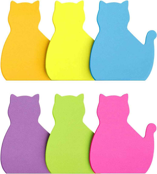 Cat Shape Sticky Note 6 Color 60 Sheets/Pad