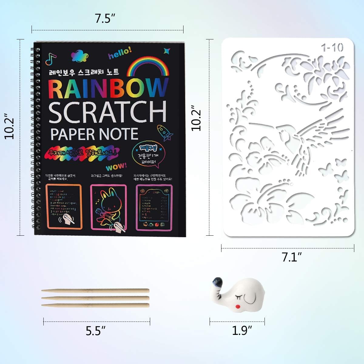 3er-Pack Notizbücher aus Kratzpapier in Regenbogenfarben für Kunsthandwerk für Kinder