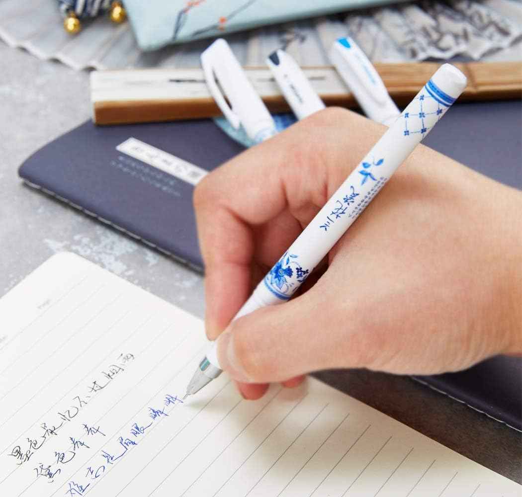 Bolígrafos de tinta de gel con diseño de porcelana de orquídea AIHAO, punta fina de 0,5 mm, paquete de 12