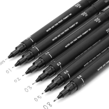 Stylos à dessin techniques Uni Pin, 6 tailles de pointe, encre noire