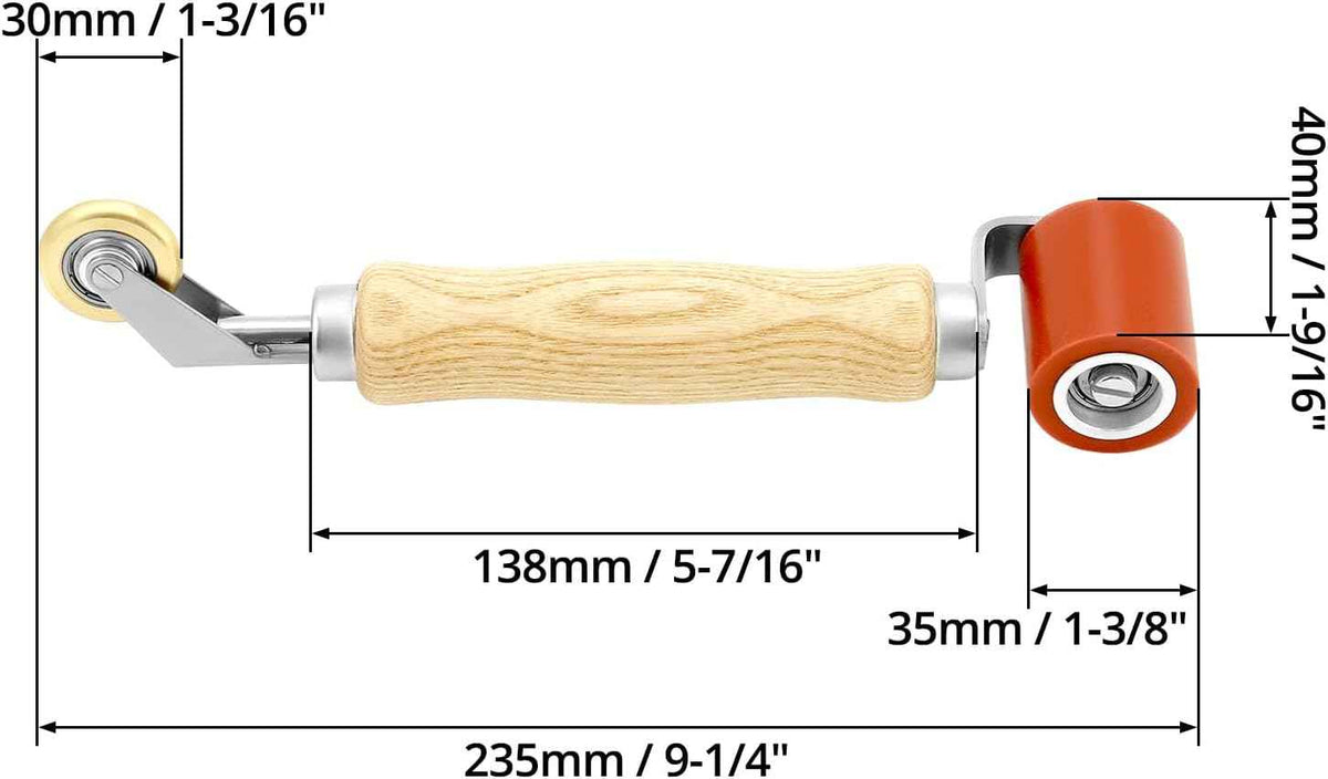 QWORK Seam Roller, 40mm Silicone Seam Roller with 6mm Brass Detail Penny Roller, Smoothing Seam Roller Tool for PVC/TPO/EPDM Single Ply Roofing Tape