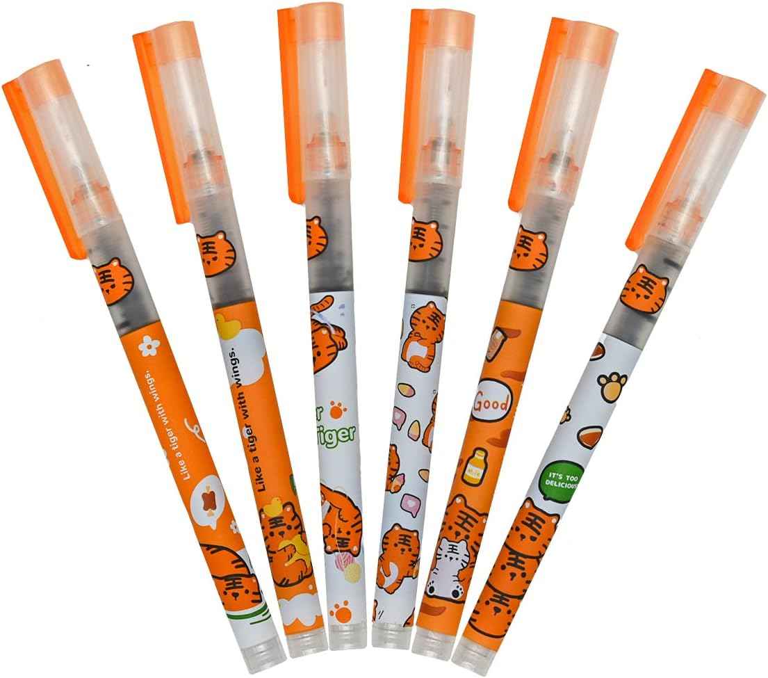12 STKS Tijger Vloeibare Inkt Sneldrogende Inkt Rollerball Pennen Zwarte Inkt