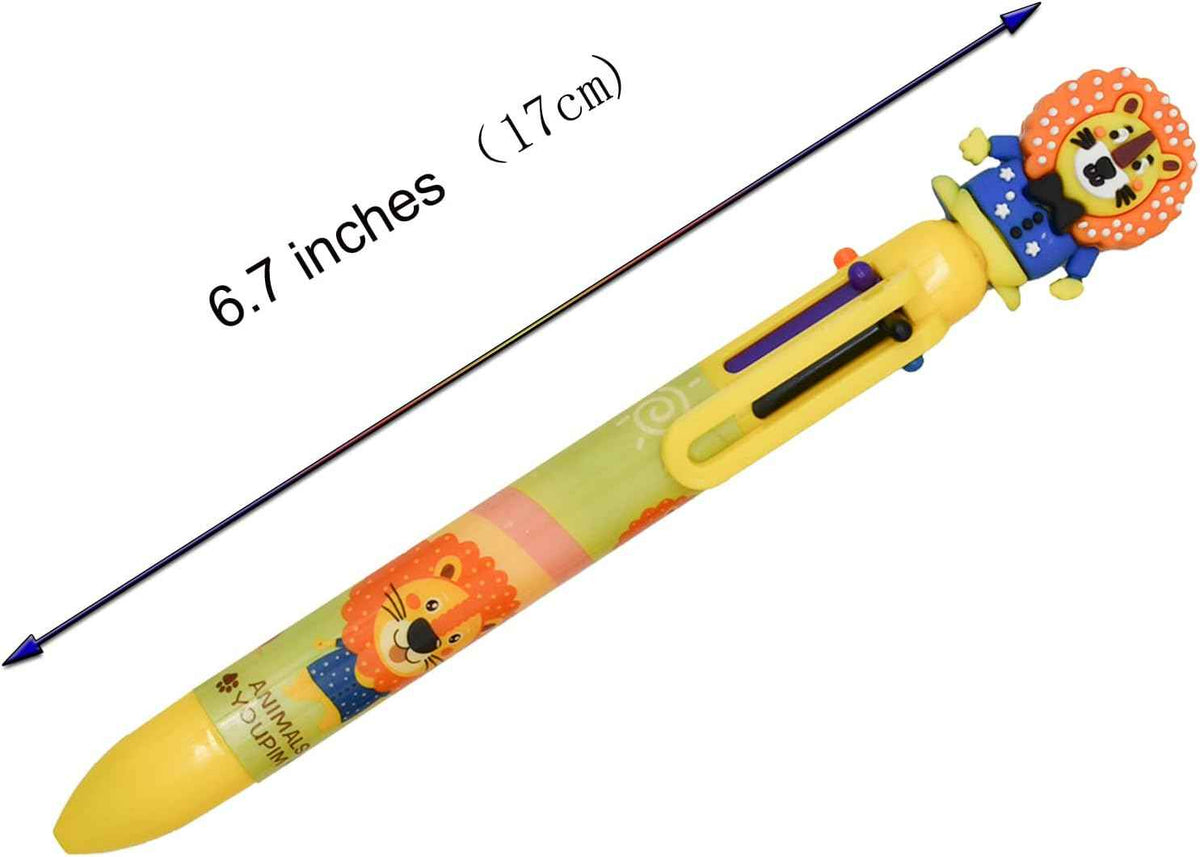8PCS 6in1 Mehrfarbiger Kugelschreiber Giraffe Löwe für Kinder Erwachsene Schule