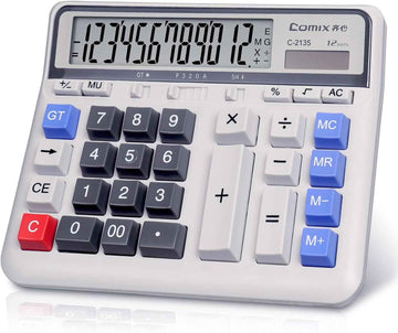 Calculadora de escritorio Comix C-2135 Batería solar Doble potencia con 12 dígitos