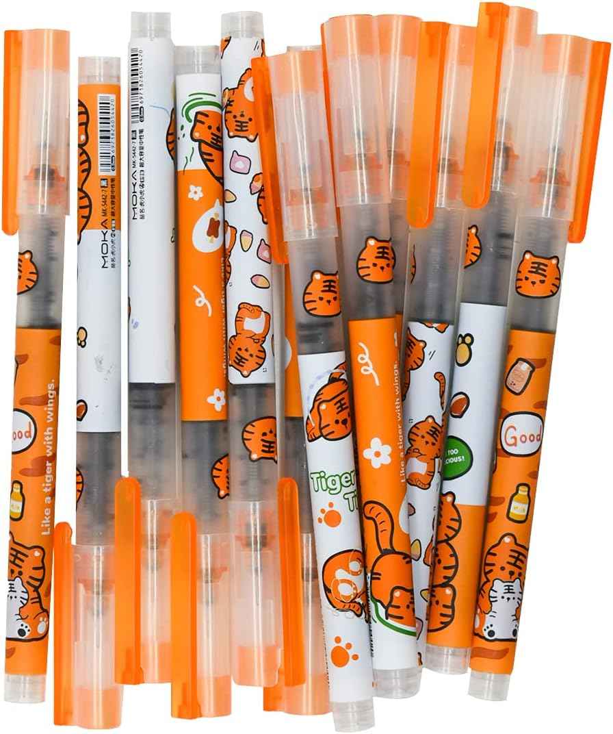 12 STKS Tijger Vloeibare Inkt Sneldrogende Inkt Rollerball Pennen Zwarte Inkt