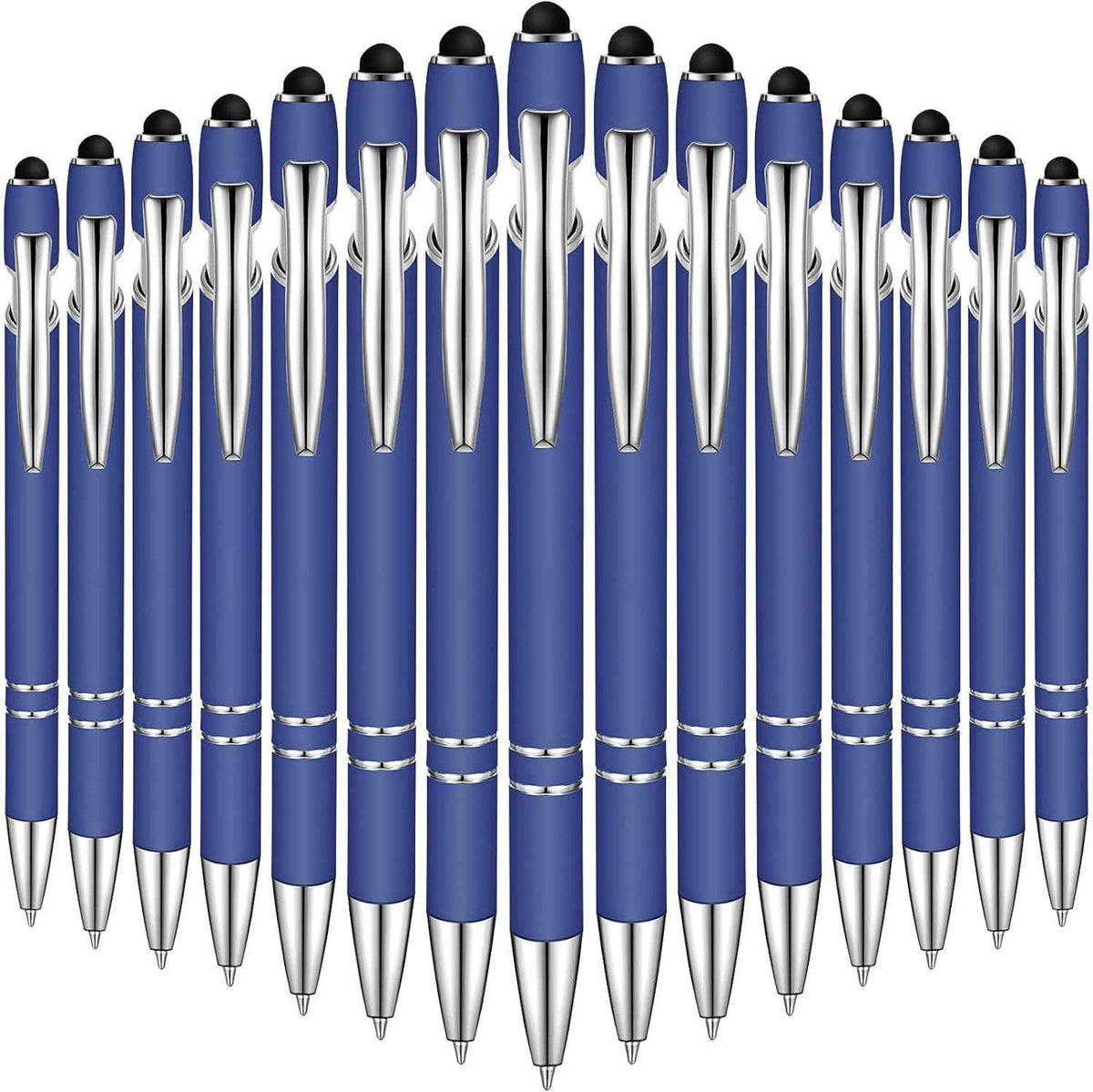 38Pcs Rubberized Ballpoint Pen with Stylus Tip for Touch Screen Devices Blue