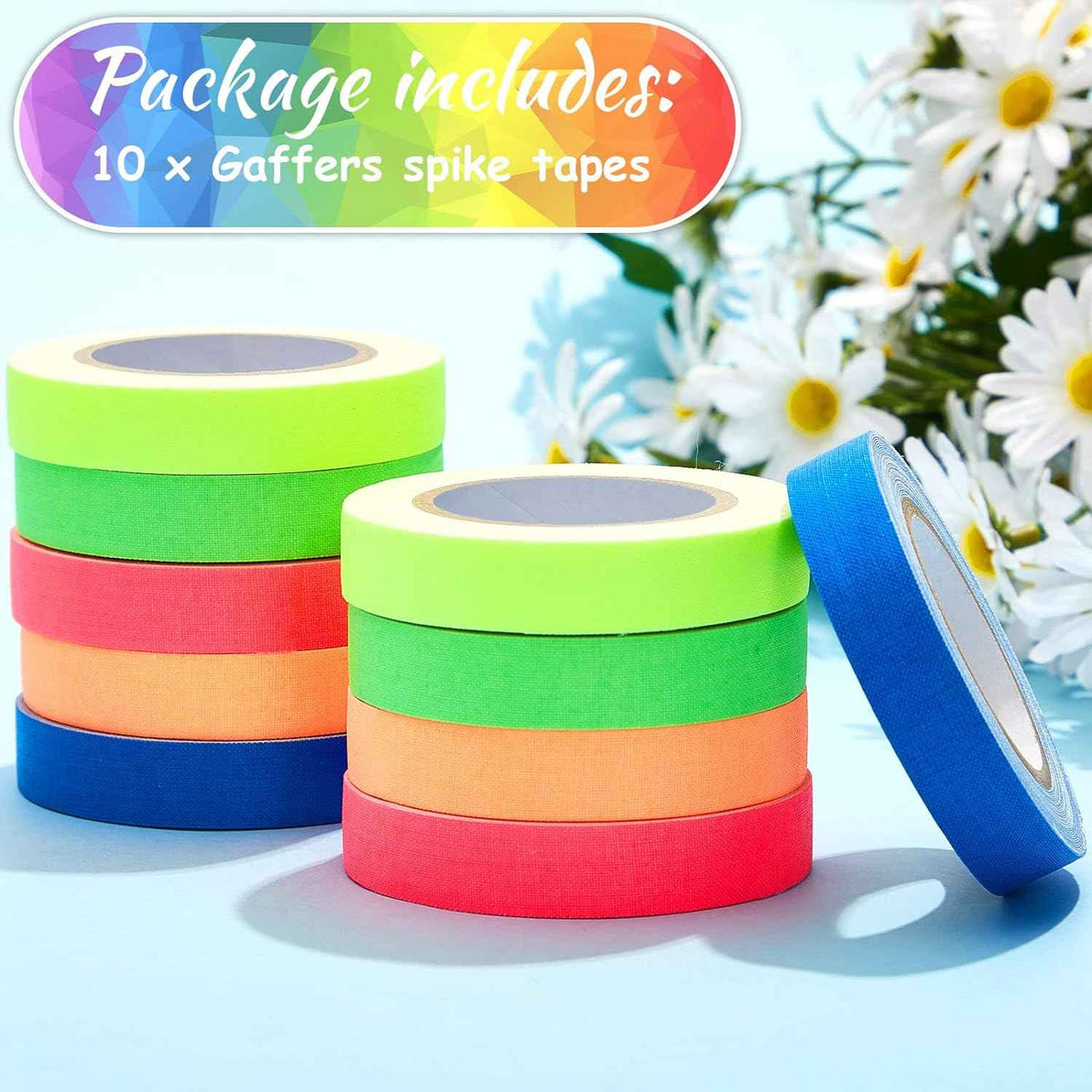 10Pcs Spike Tape Multicolor Bright UV Reflective Tape 15mm x 5m