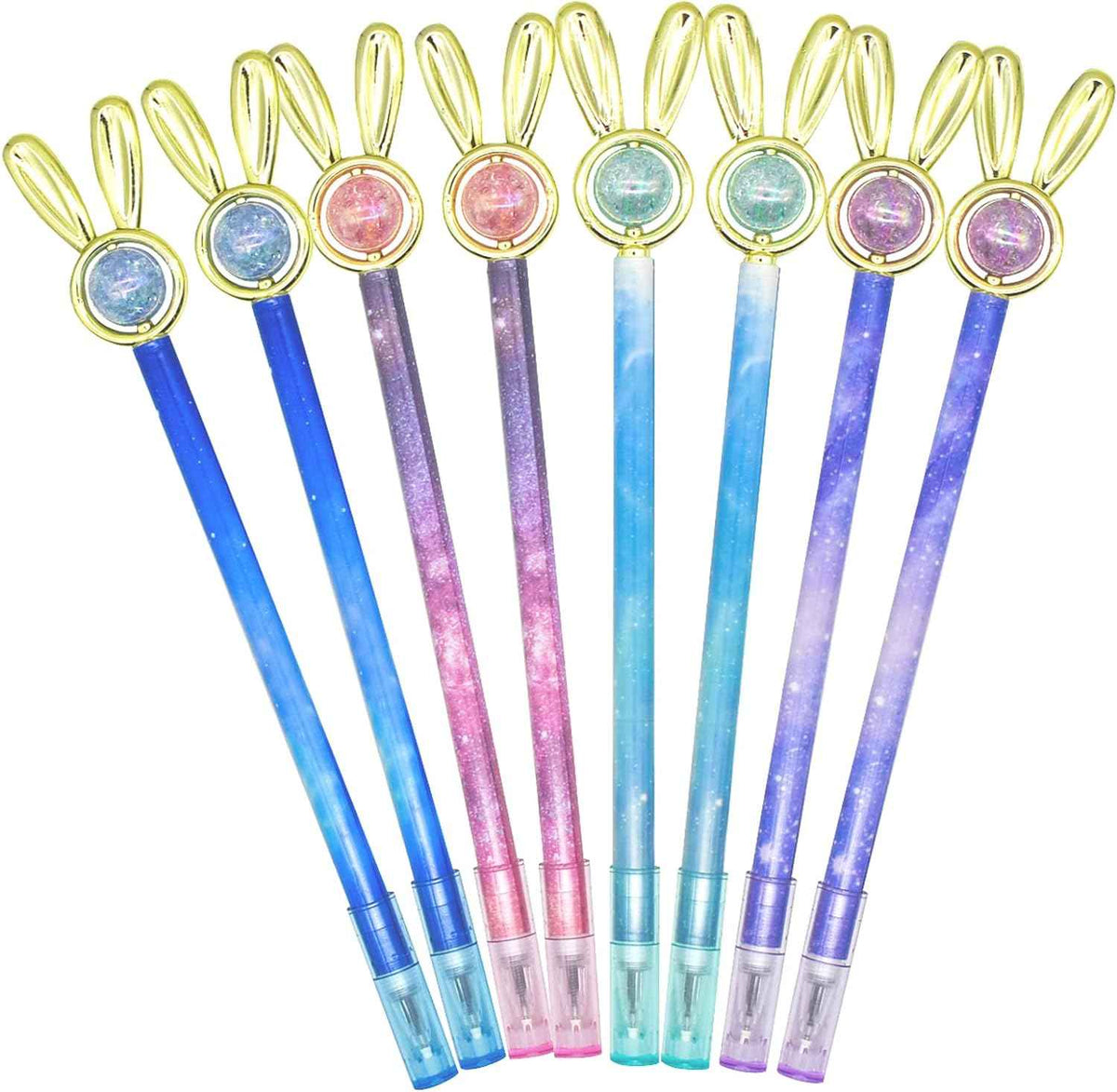 24PCS Rabbit Easter Bunny Pens Starry Sky with Pearl Gel Pens 0.5mm