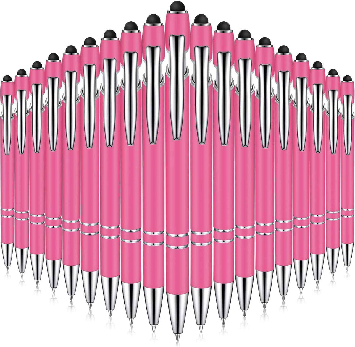 38Pcs Rubberized Ballpoint Pen with Stylus Tip for Touch Screen Devices Pink