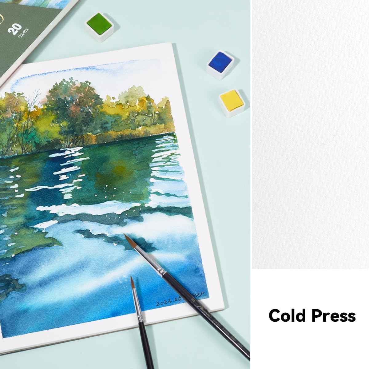 POTENTATE Watercolor Paper Block,100% Cotton,20 Sheets