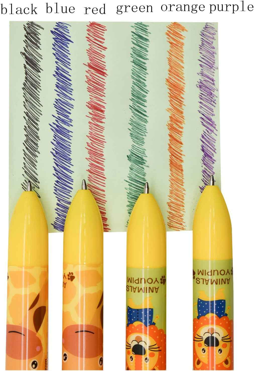 8PCS 6in1 Mehrfarbiger Kugelschreiber Giraffe Löwe für Kinder Erwachsene Schule