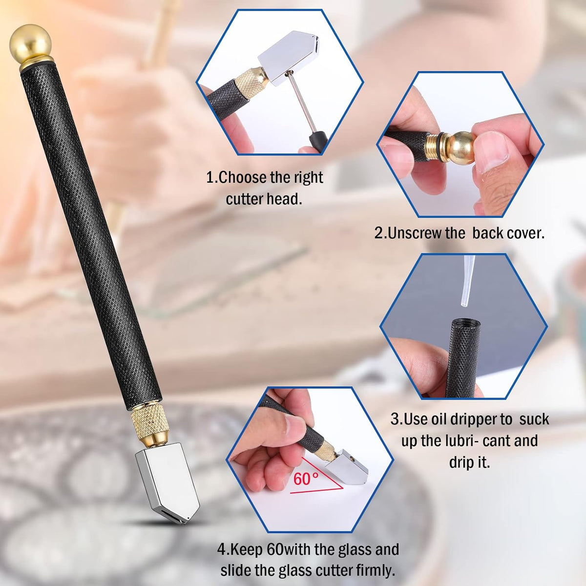 Glas tång och penna stil Glas Cutter Tool Set
