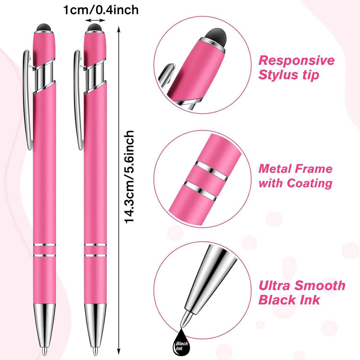 38Pcs Rubberized Ballpoint Pen with Stylus Tip for Touch Screen Devices