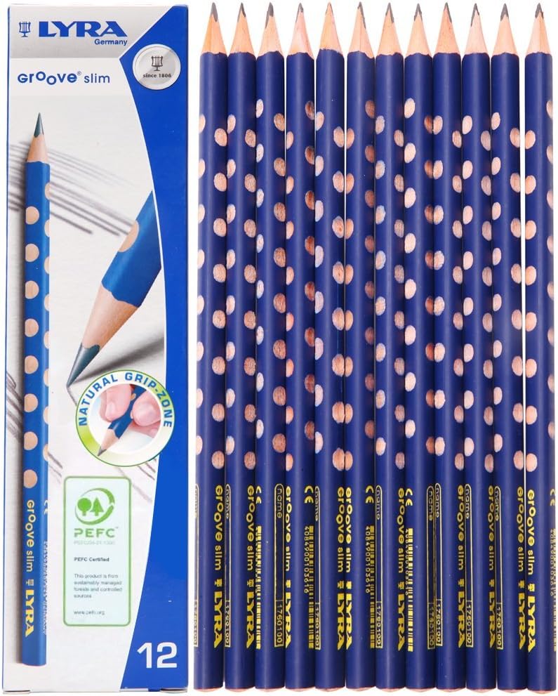 LYRA Groove Slim trä HB/2B/2H grafitpennor, 12 st