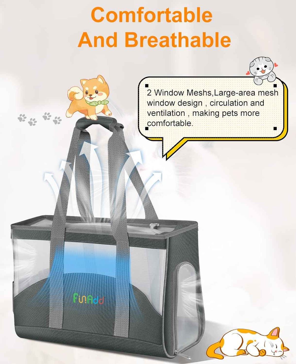 FunAdd Pet Sac de transport pour animaux de compagnie, approuvé par les compagnies aériennes, pour petits chiens et chats