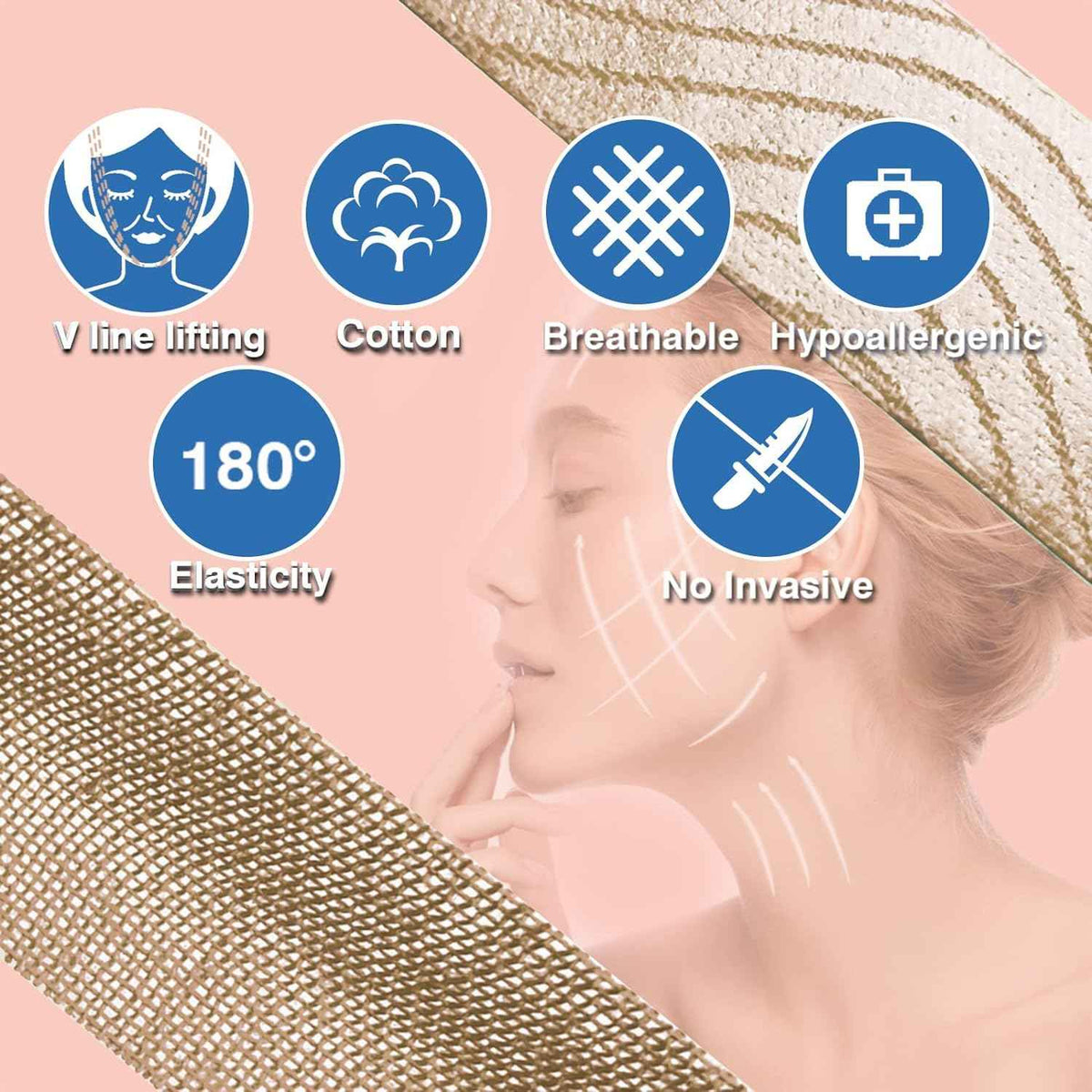 Anti-Wrinkle Tape Facial Myofascial Lift Tape 2.5CM x 5M,2 Rolls