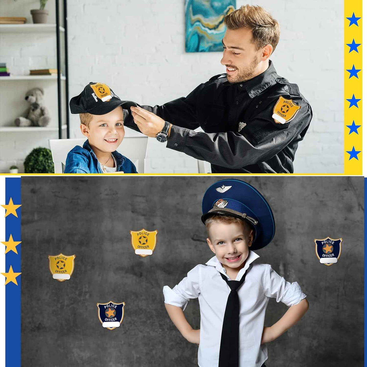 600 pegatinas de policía para niños, suministros de fiesta de cumpleaños de policía