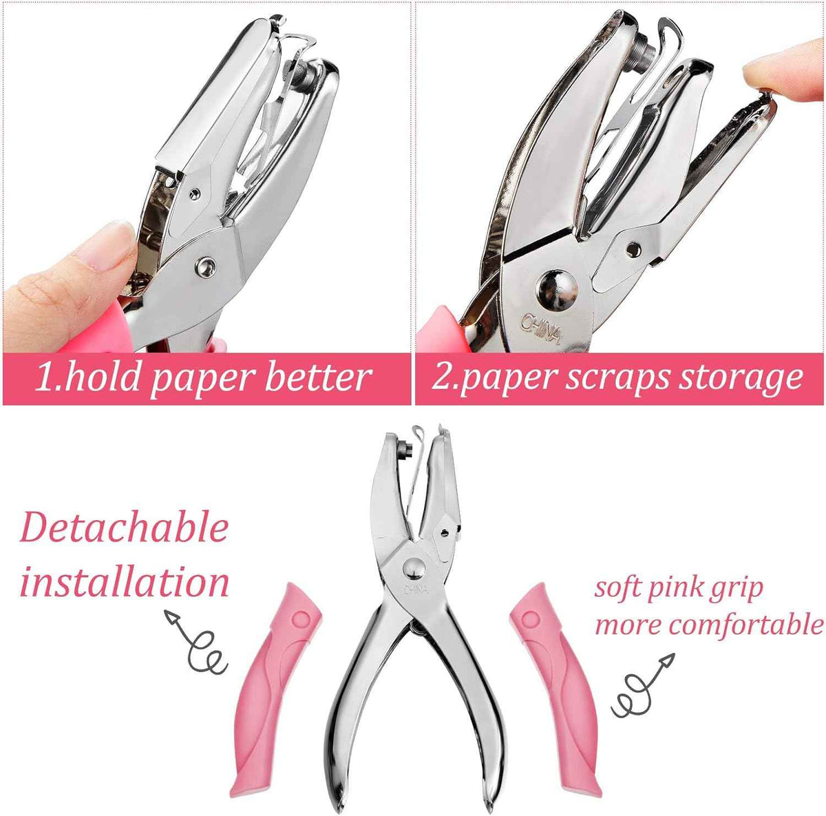 3 Pieces Handheld Hole Paper Punches Metal