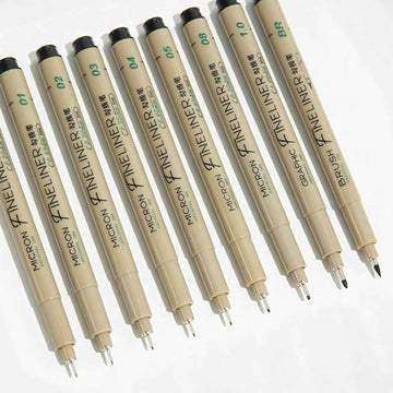 M&G 9-delige micron fineliner-pennen naaldpuntmarkeringen zwarte inkt