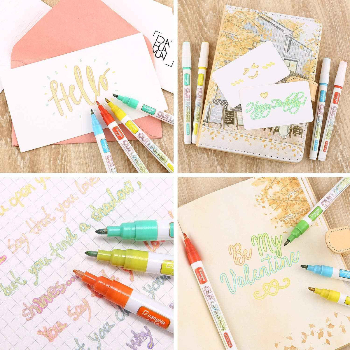 Guangna Outline Drawing Pens,12 Colors Metallic Markers Pens