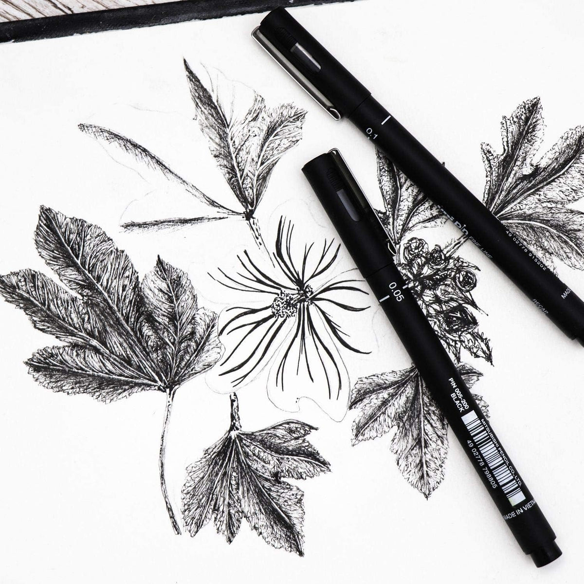 Stylos à dessin techniques Uni Pin, 6 tailles de pointe, encre noire