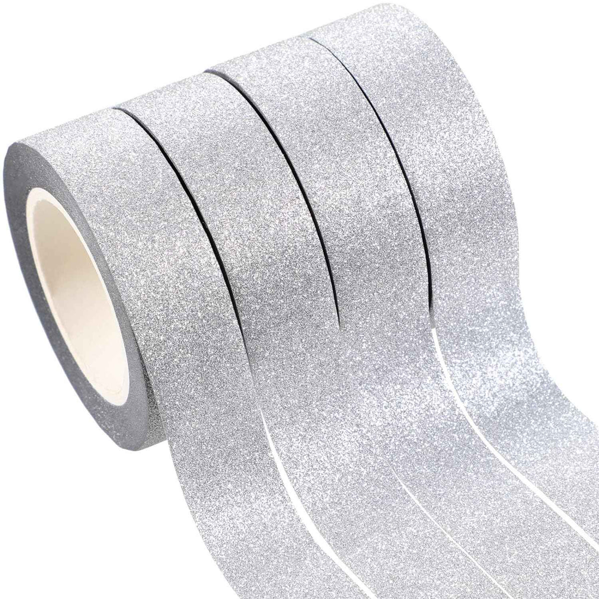 4 rolki srebrnej taśmy Washi Crafting Brokatowa taśma maskująca
