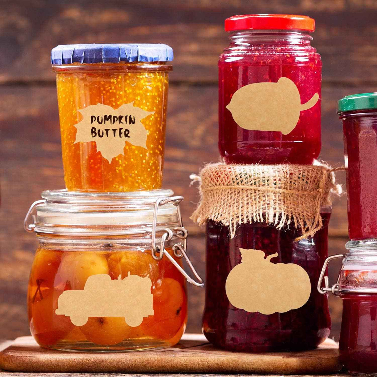 Étiquettes autocollantes en papier Kraft pour Thanksgiving, feuilles d'automne, 200 pièces