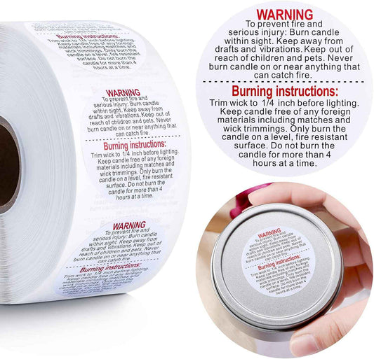 1000PCS Candle Jar Container Safety Warning Stickers Labels 1.5 Inch