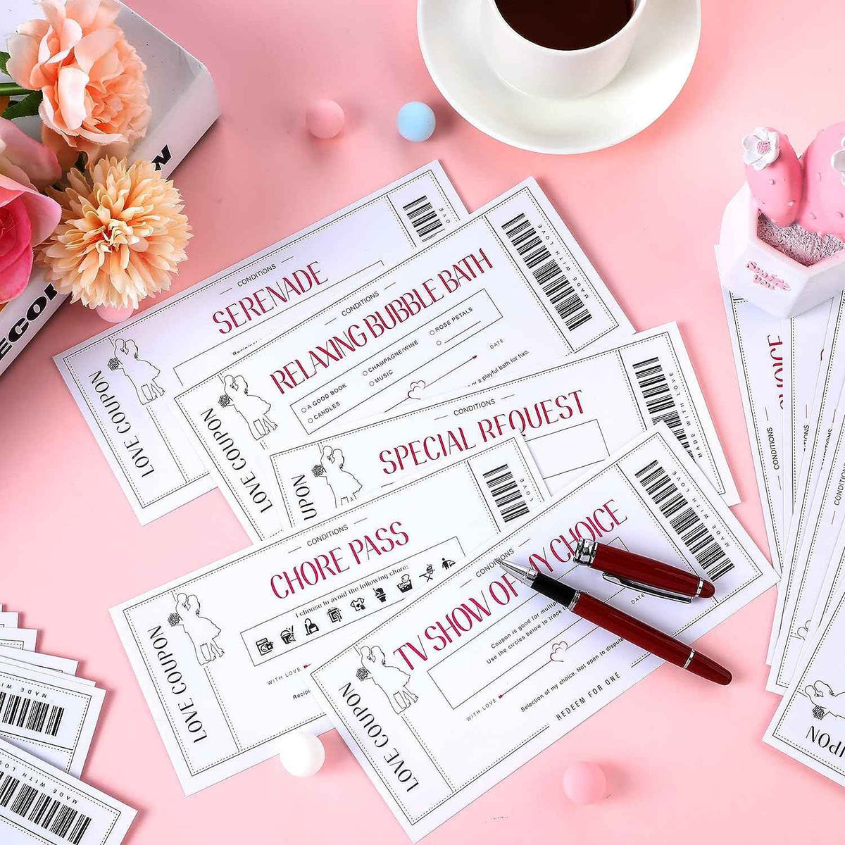 20 Pieces Love Coupon Cards Romantic Vouchers